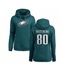 Women's Nike Philadelphia Eagles #80 Jordan Matthews Green Name & Number Logo Pullover Hoodie