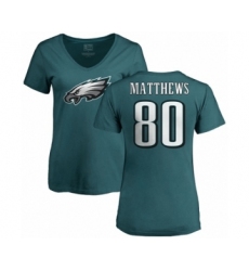 Women's Nike Philadelphia Eagles #80 Jordan Matthews Green Name & Number Logo Slim Fit T-Shirt
