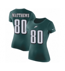 Women's Nike Philadelphia Eagles #80 Jordan Matthews Green Rush Pride Name & Number T-Shirt