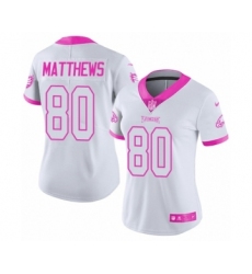 Women's Nike Philadelphia Eagles #80 Jordan Matthews Limited White Pink Rush Fashion NFL Jersey