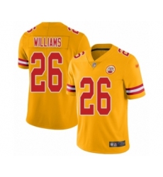 Men's Kansas City Chiefs #26 Damien Williams Limited Gold Inverted Legend Football Jersey