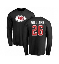 NFL Nike Kansas City Chiefs #26 Damien Williams Black Name & Number Logo Long Sleeve T-Shirt