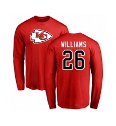 NFL Nike Kansas City Chiefs #26 Damien Williams Red Name & Number Logo Long Sleeve T-Shirt