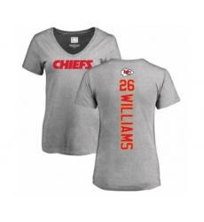 NFL Women's Nike Kansas City Chiefs #26 Damien Williams Ash Backer V-Neck T-Shirt