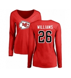 NFL Women's Nike Kansas City Chiefs #26 Damien Williams Red Name & Number Logo Slim Fit Long Sleeve T-Shirt