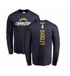 NFL Nike Los Angeles Chargers #4 Michael Badgley Navy Blue Backer Long Sleeve T-Shirt