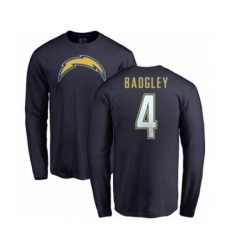 NFL Nike Los Angeles Chargers #4 Michael Badgley Navy Blue Name & Number Logo Long Sleeve T-Shirt