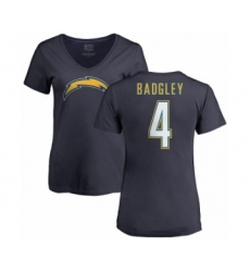 NFL Women's Nike Los Angeles Chargers #4 Michael Badgley Navy Blue Name & Number Logo T-Shirt