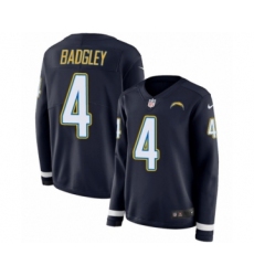 Women's Nike Los Angeles Chargers #4 Michael Badgley Limited Navy Blue Therma Long Sleeve NFL Jersey