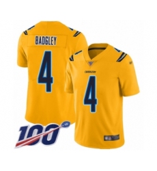 Youth Los Angeles Chargers #4 Michael Badgley Limited Gold Inverted Legend 100th Season Football Jersey