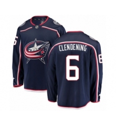 Men's Columbus Blue Jackets #6 Adam Clendening Authentic Navy Blue Home Fanatics Branded Breakaway NHL Jersey