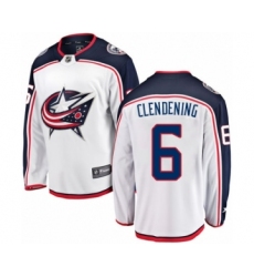 Men's Columbus Blue Jackets #6 Adam Clendening Authentic White Away Fanatics Branded Breakaway NHL Jersey