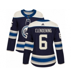 Women's Adidas Columbus Blue Jackets #6 Adam Clendening Premier Navy Blue Alternate NHL Jersey