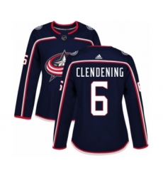 Women's Adidas Columbus Blue Jackets #6 Adam Clendening Premier Navy Blue Home NHL Jersey