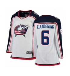 Women's Columbus Blue Jackets #6 Adam Clendening Authentic White Away Fanatics Branded Breakaway NHL Jersey