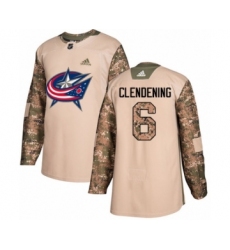 Youth Adidas Columbus Blue Jackets #6 Adam Clendening Authentic Camo Veterans Day Practice NHL Jersey