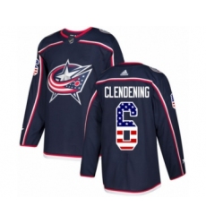 Youth Adidas Columbus Blue Jackets #6 Adam Clendening Authentic Navy Blue USA Flag Fashion NHL Jersey