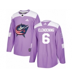 Youth Adidas Columbus Blue Jackets #6 Adam Clendening Authentic Purple Fights Cancer Practice NHL Jersey