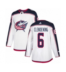 Youth Adidas Columbus Blue Jackets #6 Adam Clendening Authentic White Away NHL Jersey