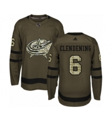Youth Adidas Columbus Blue Jackets #6 Adam Clendening Premier Green Salute to Service NHL Jersey