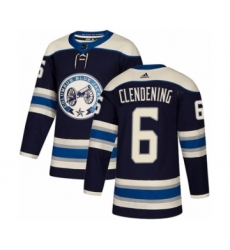 Youth Adidas Columbus Blue Jackets #6 Adam Clendening Premier Navy Blue Alternate NHL Jersey
