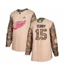 Youth Adidas Detroit Red Wings #15 Chris Terry Authentic Camo Veterans Day Practice NHL Jersey