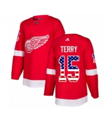 Youth Adidas Detroit Red Wings #15 Chris Terry Authentic Red USA Flag Fashion NHL Jersey