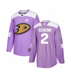 Men's Adidas Anaheim Ducks #2 Luke Schenn Authentic Purple Fights Cancer Practice NHL Jersey