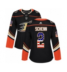 Women's Adidas Anaheim Ducks #2 Luke Schenn Authentic Black USA Flag Fashion NHL Jersey