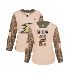 Women's Adidas Anaheim Ducks #2 Luke Schenn Authentic Camo Veterans Day Practice NHL Jersey