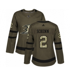 Women's Adidas Anaheim Ducks #2 Luke Schenn Authentic Green Salute to Service NHL Jersey