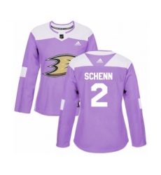 Women's Adidas Anaheim Ducks #2 Luke Schenn Authentic Purple Fights Cancer Practice NHL Jersey