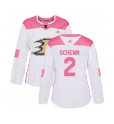 Women's Adidas Anaheim Ducks #2 Luke Schenn Authentic White Pink Fashion NHL Jersey