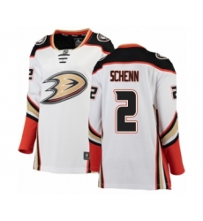 Women's Anaheim Ducks #2 Luke Schenn Authentic White Away Fanatics Branded Breakaway NHL Jersey