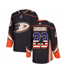Men's Adidas Anaheim Ducks #23 Brian Gibbons Authentic Black USA Flag Fashion NHL Jersey