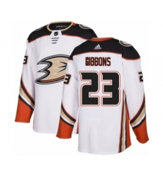 Men's Adidas Anaheim Ducks #23 Brian Gibbons Authentic White Away NHL Jersey