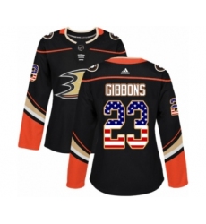 Women's Adidas Anaheim Ducks #23 Brian Gibbons Authentic Black USA Flag Fashion NHL Jersey