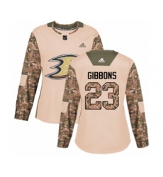 Women's Adidas Anaheim Ducks #23 Brian Gibbons Authentic Camo Veterans Day Practice NHL Jersey