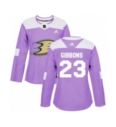 Women's Adidas Anaheim Ducks #23 Brian Gibbons Authentic Purple Fights Cancer Practice NHL Jersey