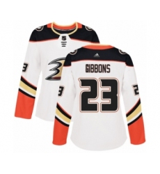 Women's Adidas Anaheim Ducks #23 Brian Gibbons Authentic White Away NHL Jersey