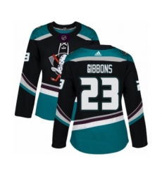 Women's Adidas Anaheim Ducks #23 Brian Gibbons Premier Black Teal Alternate NHL Jersey