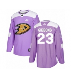 Youth Adidas Anaheim Ducks #23 Brian Gibbons Authentic Purple Fights Cancer Practice NHL Jersey