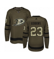 Youth Adidas Anaheim Ducks #23 Brian Gibbons Premier Green Salute to Service NHL Jersey
