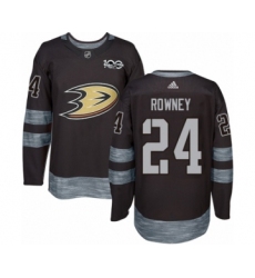 Men's Adidas Anaheim Ducks #24 Carter Rowney Authentic Black 1917-2017 100th Anniversary NHL Jersey