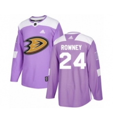 Men's Adidas Anaheim Ducks #24 Carter Rowney Authentic Purple Fights Cancer Practice NHL Jersey