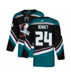 Men's Adidas Anaheim Ducks #24 Carter Rowney Premier Black Teal Alternate NHL Jersey