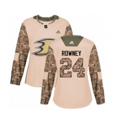Women's Adidas Anaheim Ducks #24 Carter Rowney Authentic Camo Veterans Day Practice NHL Jersey