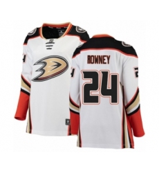 Women's Anaheim Ducks #24 Carter Rowney Authentic White Away Fanatics Branded Breakaway NHL Jersey