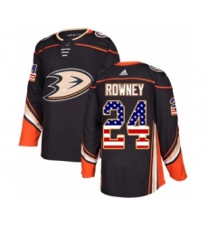 Youth Adidas Anaheim Ducks #24 Carter Rowney Authentic Black USA Flag Fashion NHL Jersey