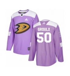Men's Adidas Anaheim Ducks #50 Benoit-Olivier Groulx Authentic Purple Fights Cancer Practice NHL Jersey